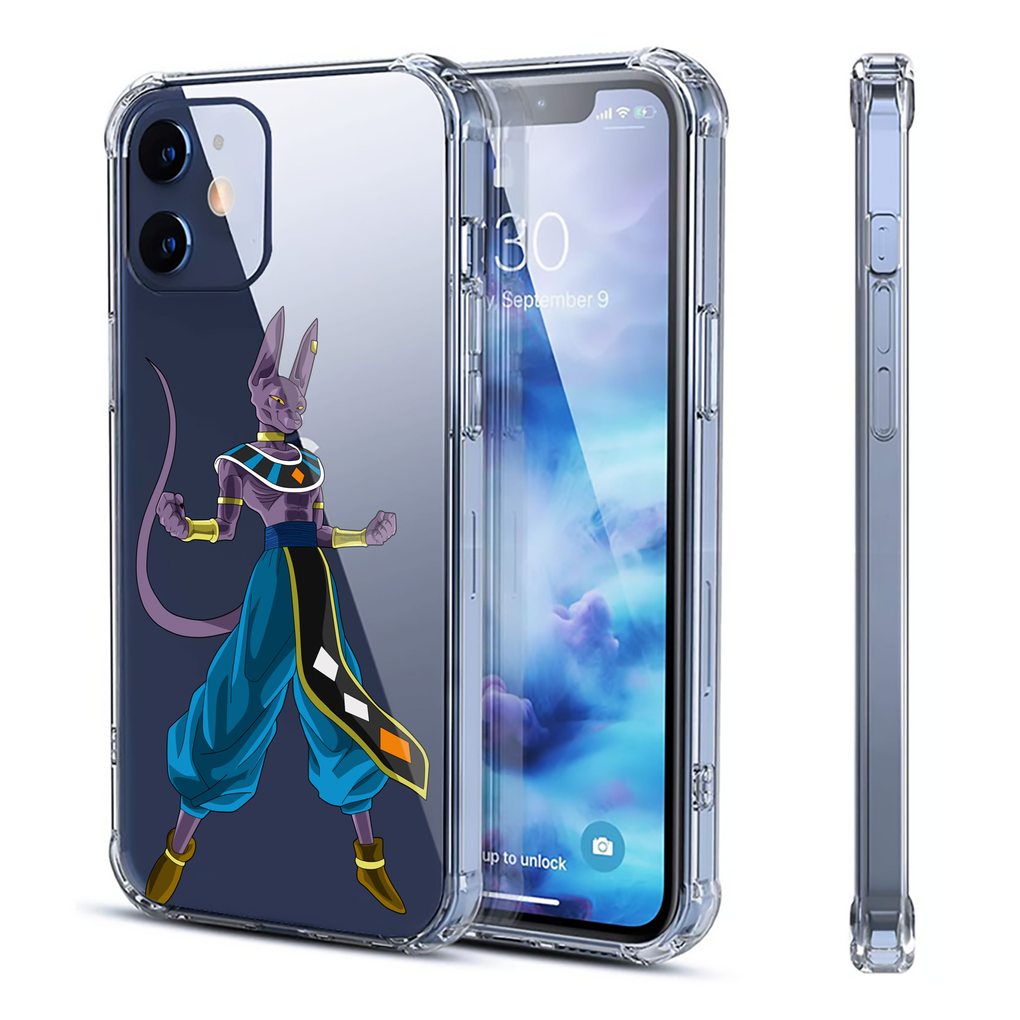 （画像用） ドラゴンボール ビルス 破壊神ビルス DRAGON BALL Beerus Birusu 【iPhone 12シリーズ対応】透明スマホケース（クリアソフトケース）